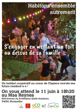 Affiche LapiCop : Un habitat au coeur de Clapiers recrute ses futurs résident·e·s ! On vous attend le 11 juin à 18h20 au Mas Reynes, 629 avenue du professeur Emile Jeanbrau, 34090, Montpellier